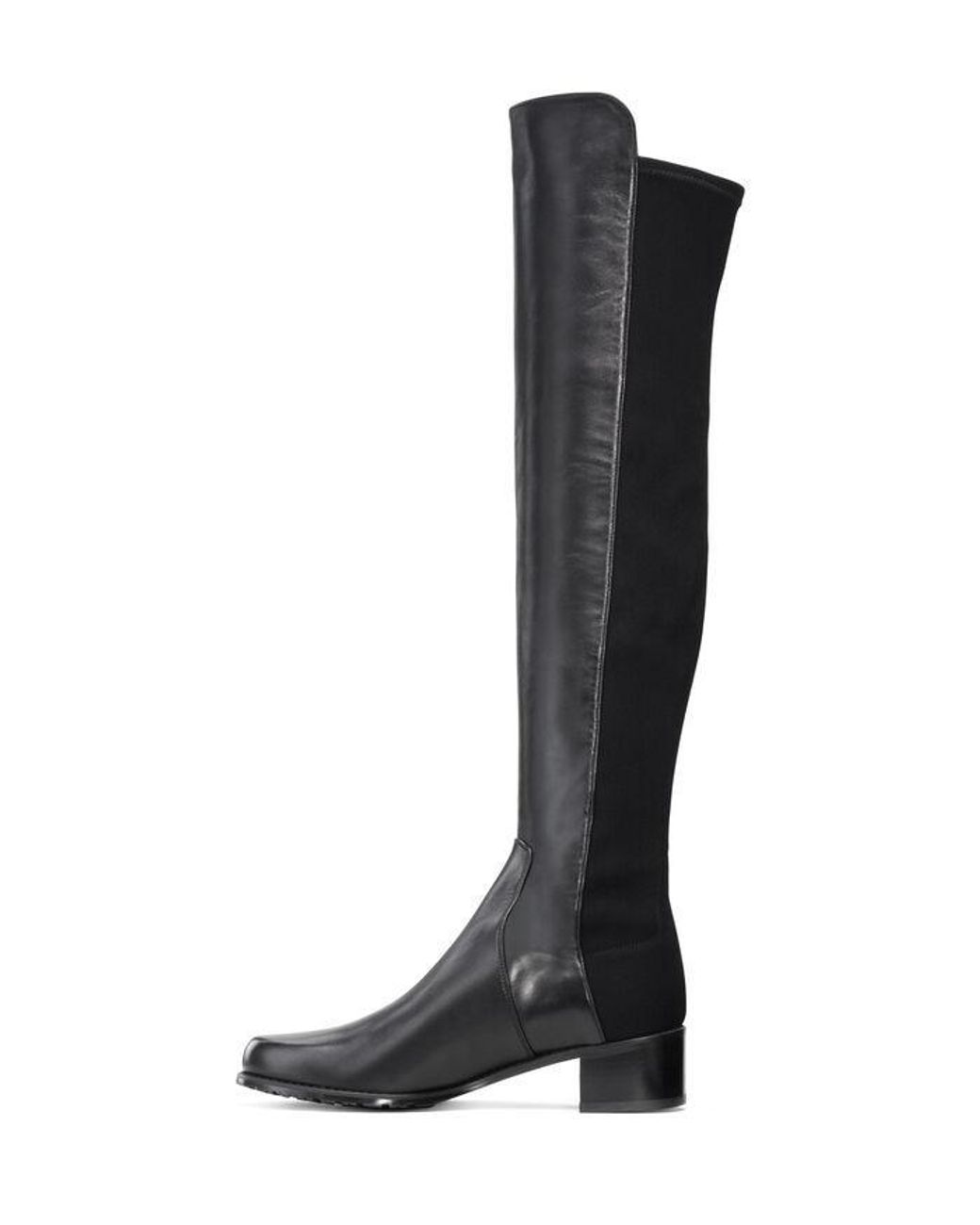 Stuart Weitzman Black Panelled Almond Toe Boots