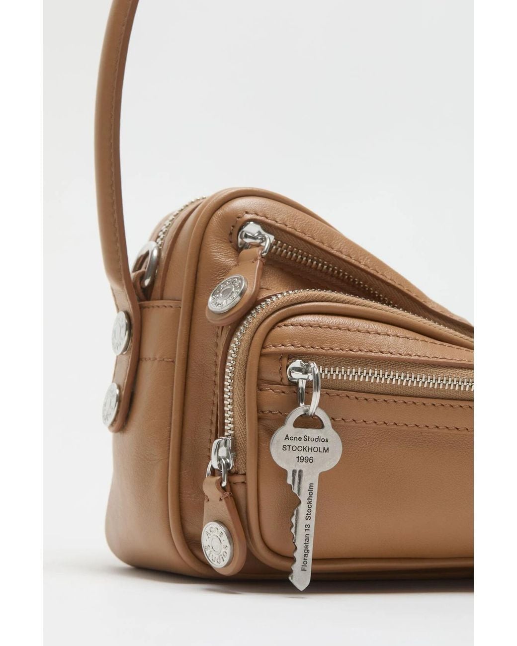 Acne Brown Multi-Zip Shoulder Bag for men