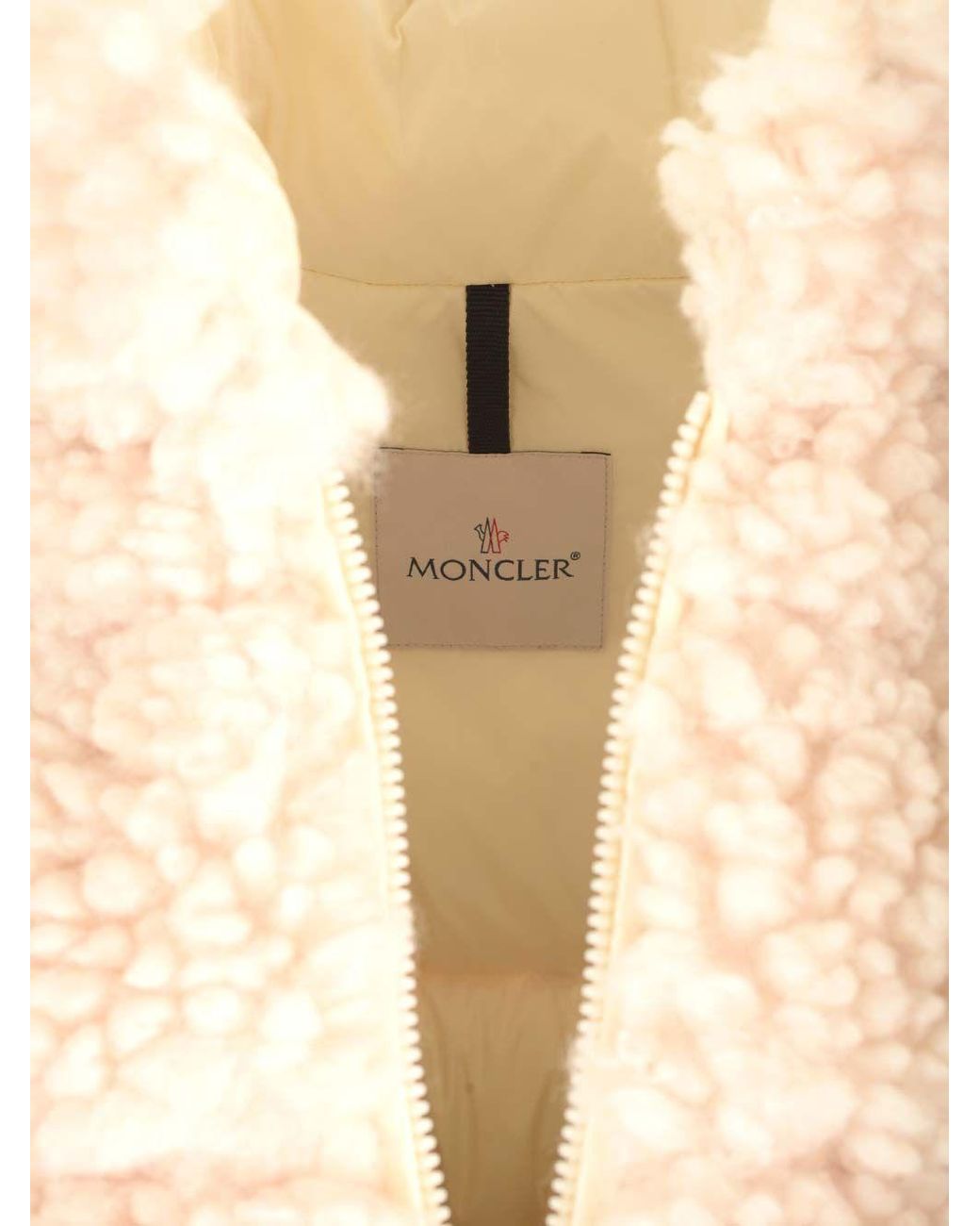 Moncler White Wourl Teddy Zip-Up Vest