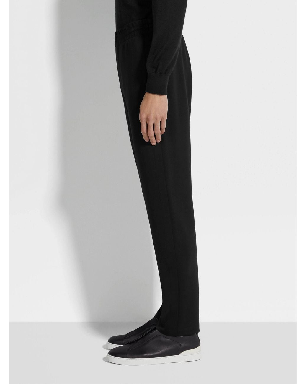 Zegna Black Wool Track Trousers for men