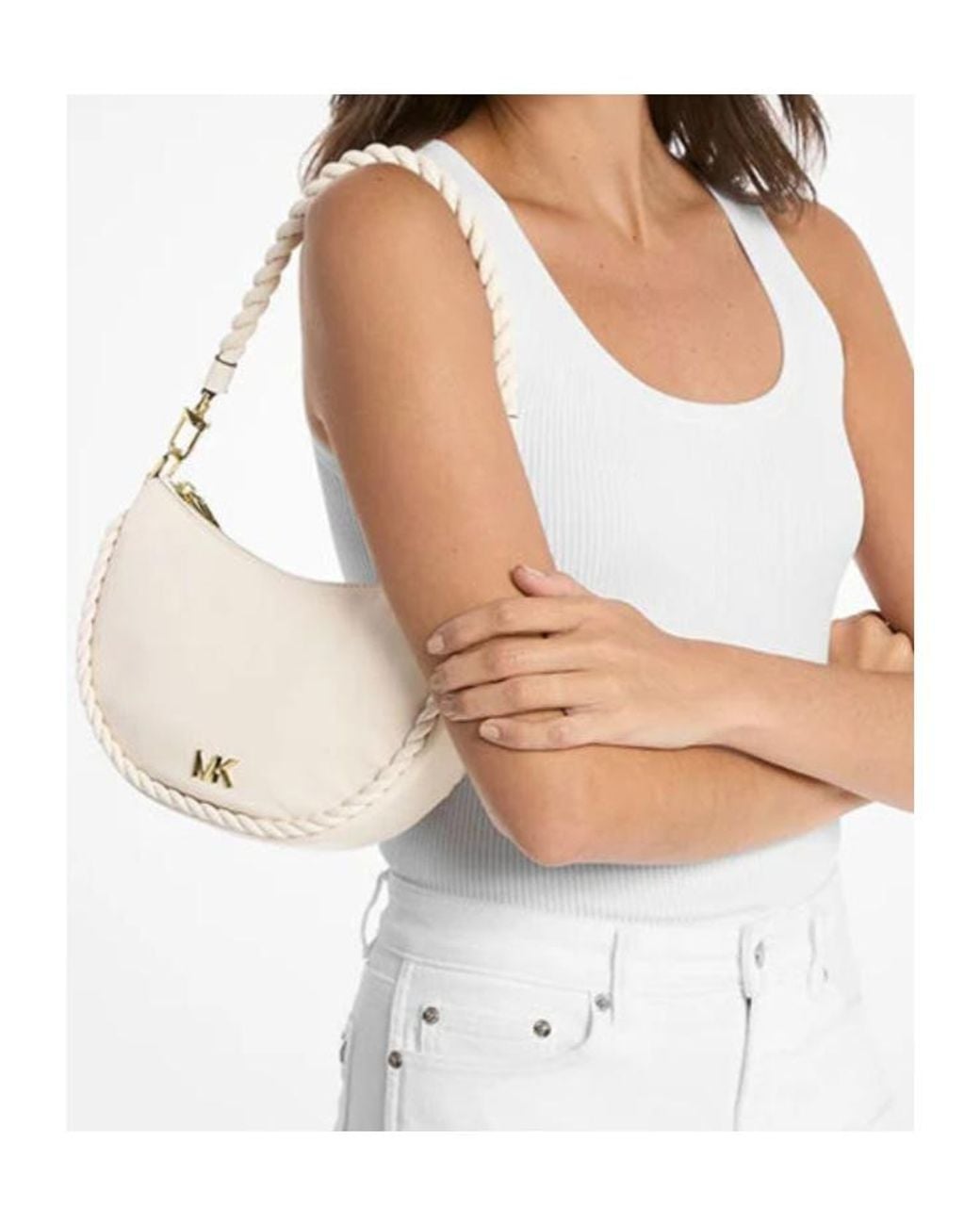 Michael Kors White Michael Kyla Small Convertible Shoulder Bag