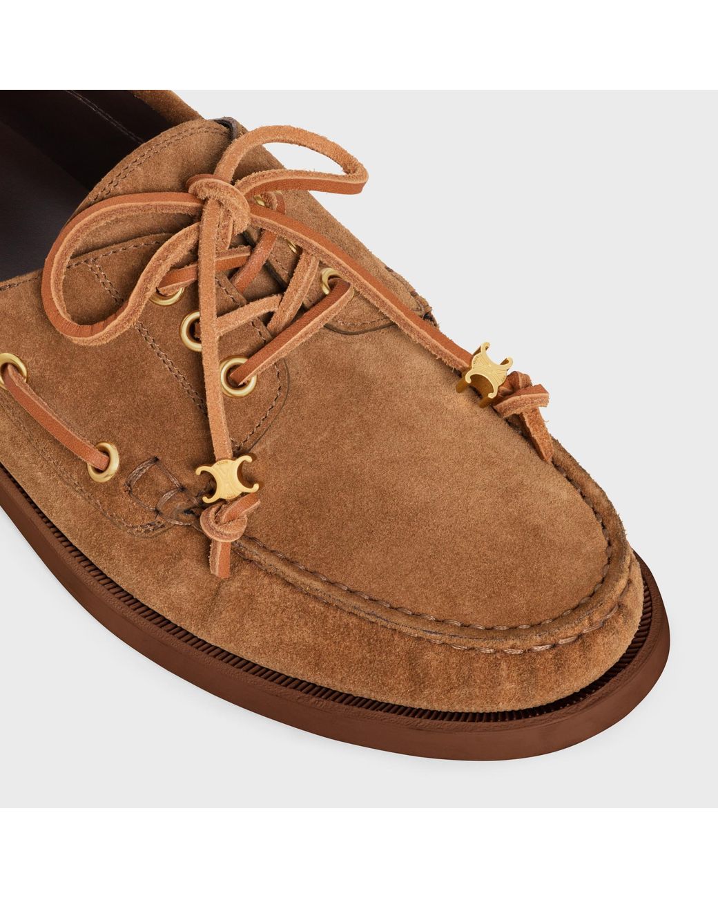 Celine Bateau Lace-Up in Brown | Lyst