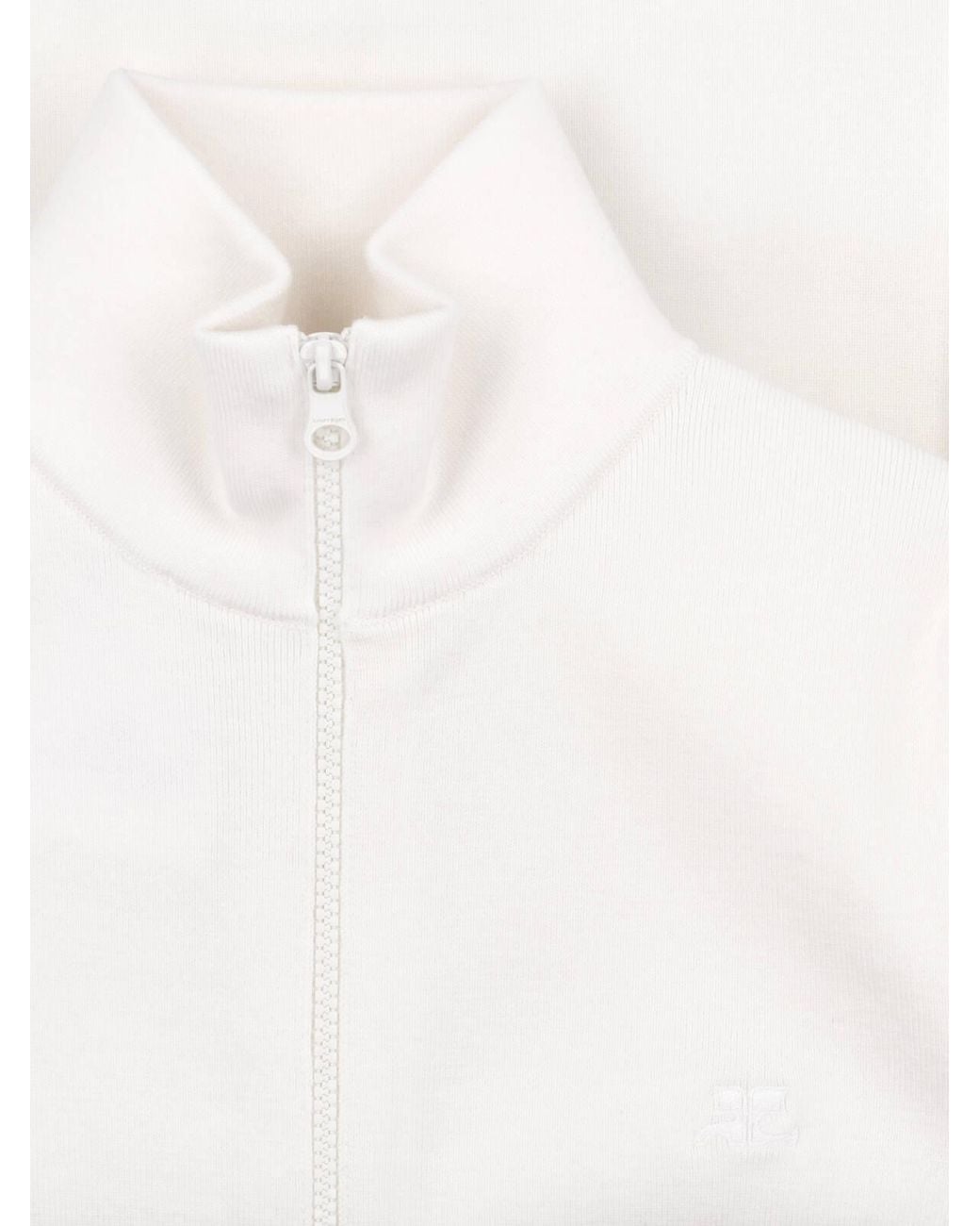 Courreges White Courrèges Zip-Up High Collar Knitted Top
