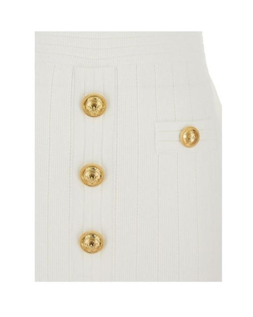 Balmain White Short Knitted Dress With Buttons