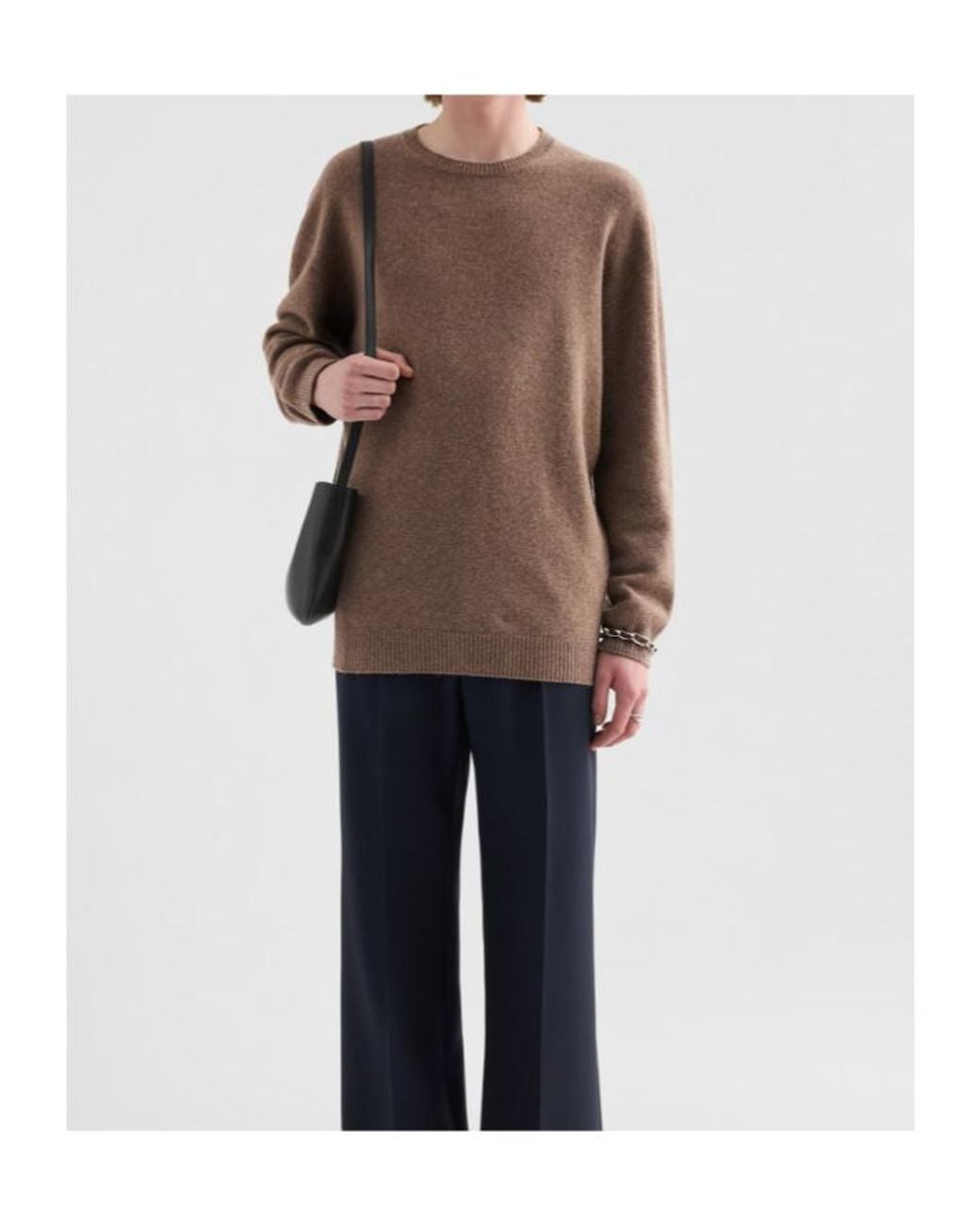 Jil Sander Brown Oversized Crew Neck Knitted Sweater for men