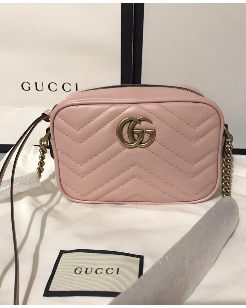 Gucci Brown Gg Marmont Leather Bag