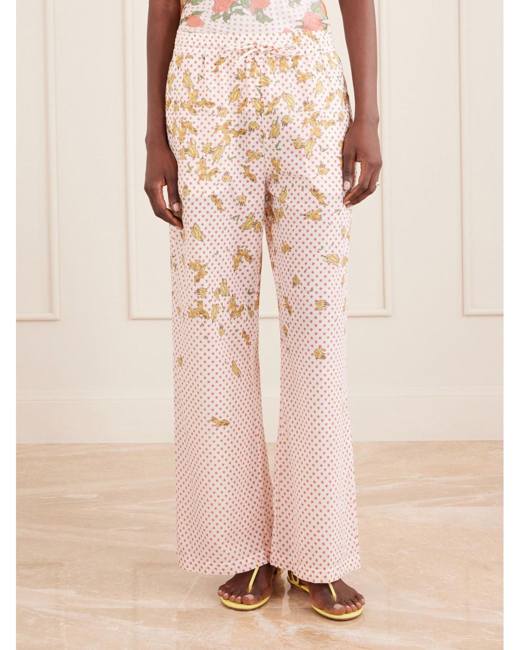 Donde Esteban Pink Wide Leg Printed Cotton Pants