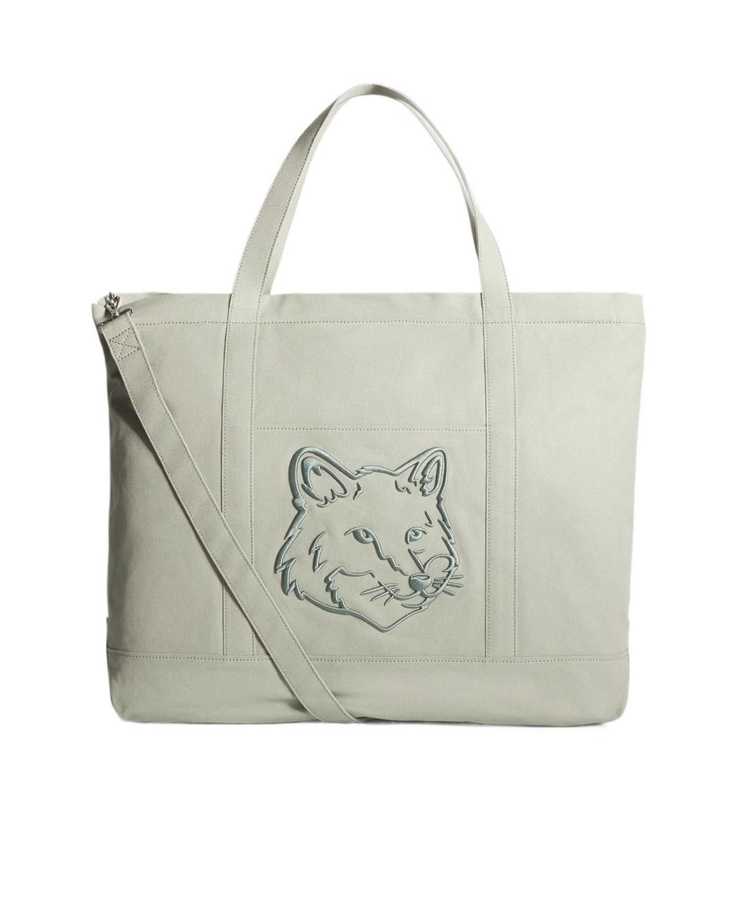 Maison Kitsuné Gray Maison Kitsuné Fox Head Xl Tote Bag for men