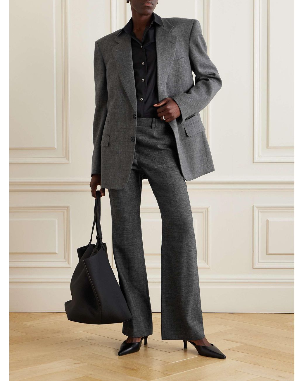 The Row Gray Belt-Loop Casual Pants