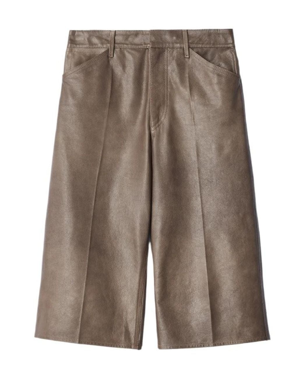 Lemaire Brown Glossy Leather Shorts