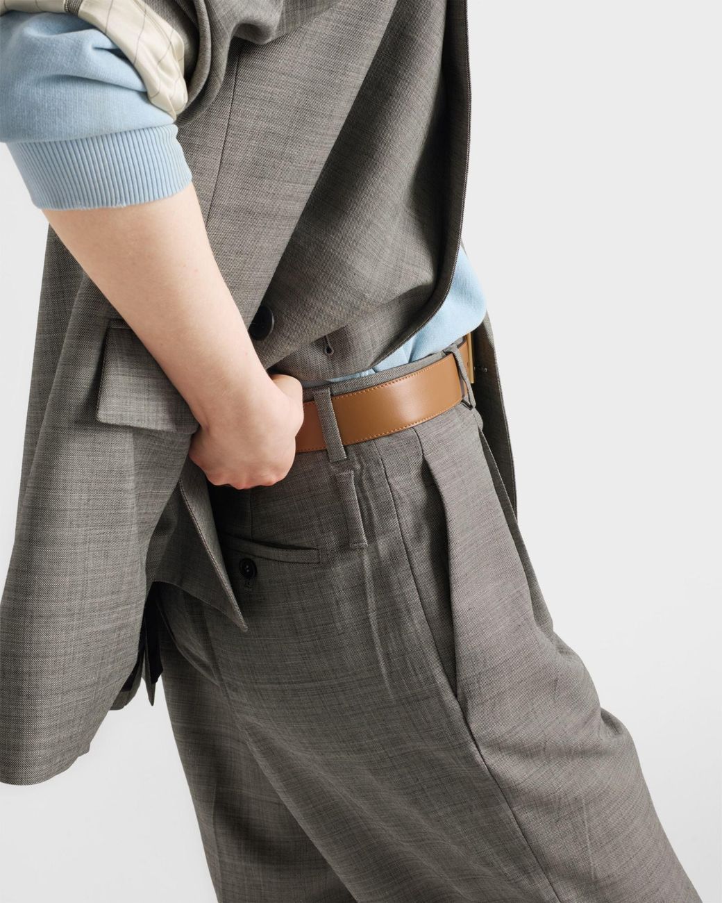 Prada Gray Pleated Tailored Trousers
