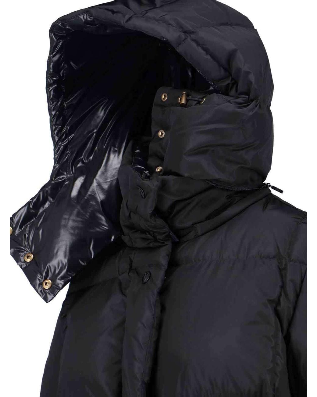 Moncler Black Logo Patch Quilted Hooded Jacket