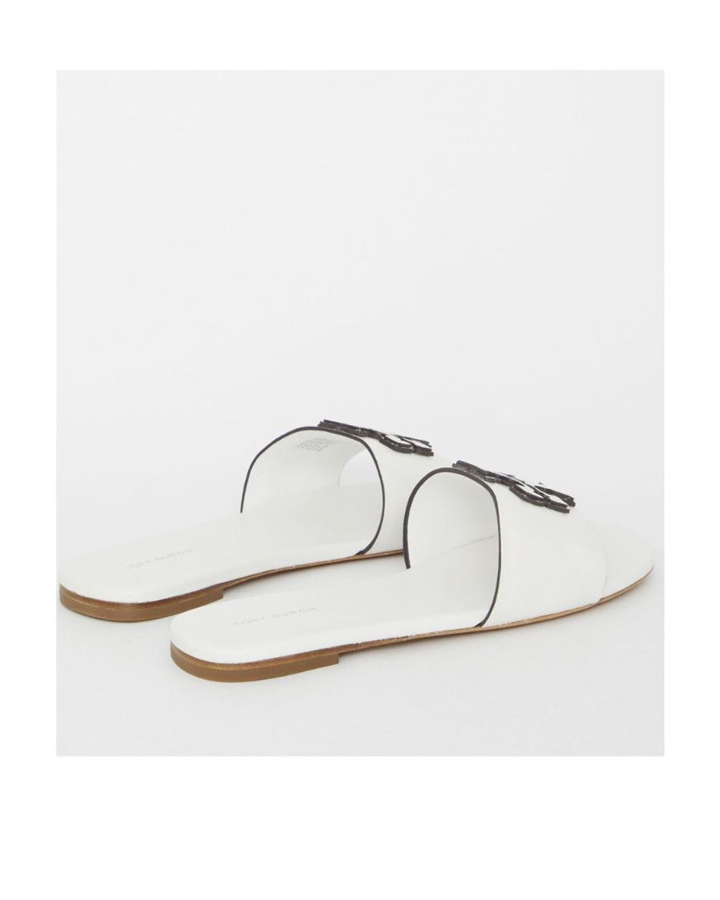 Tory Burch White Logo Patch Slip-On Sandals