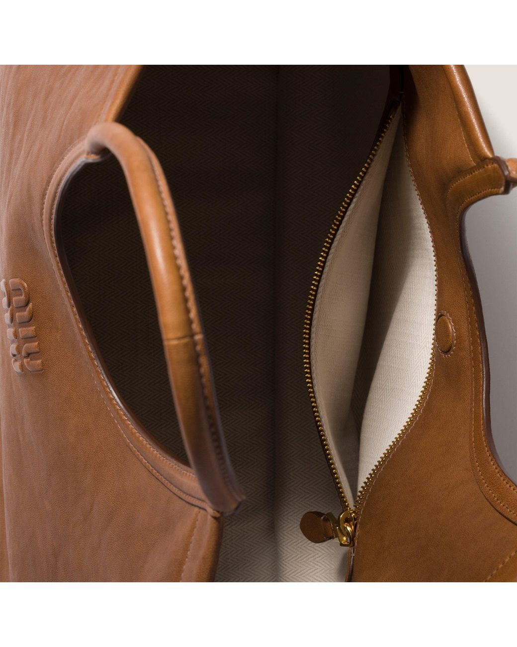 Miu Miu Brown Ivy Nappa Leather Shopping Bag