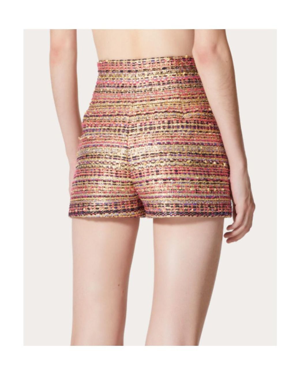 Valentino Red Metallic Jacquard Shorts