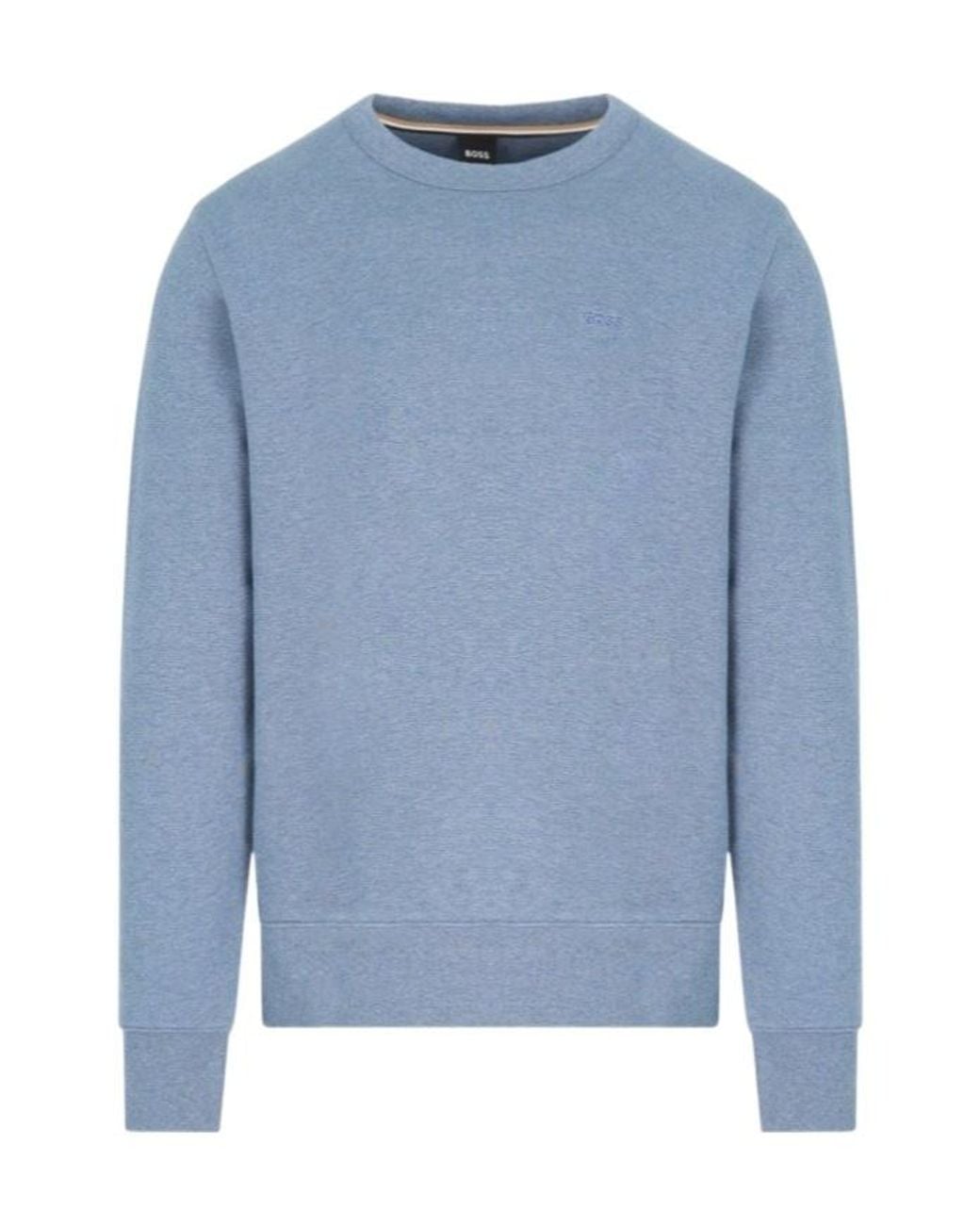 Boss Blue Boss Logo Embroidered Crewneck Sweatshirt for men
