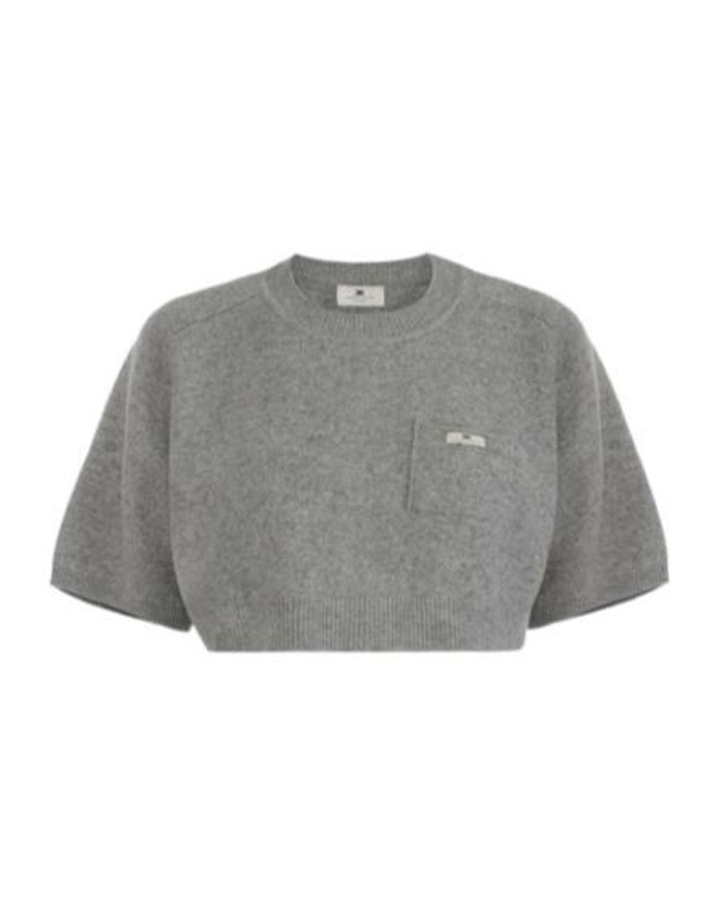 Elisabetta Franchi Gray Cropped Boxy Knitted Top