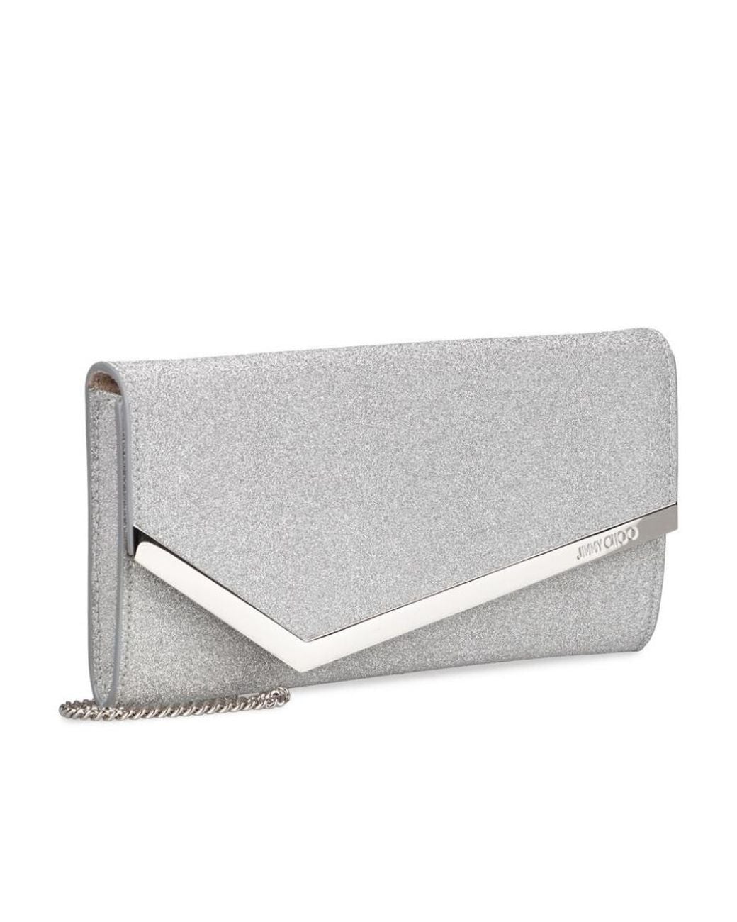 Jimmy Choo Gray Emmie Glitter Clutch Bag