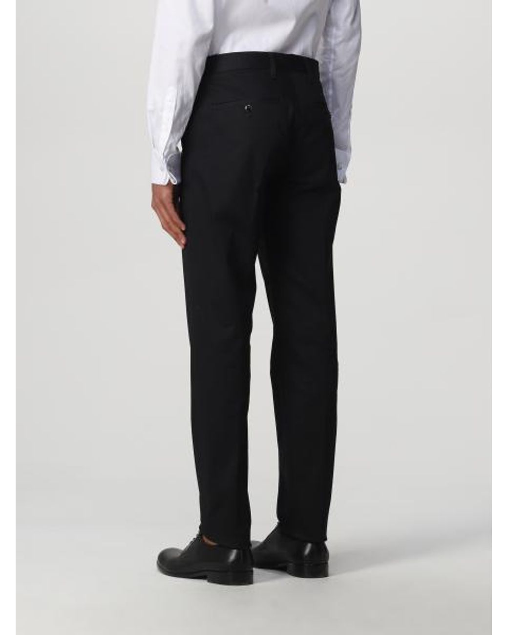 Emporio Armani Black Straight-Leg Slim-Cut Tailored Trousers for men