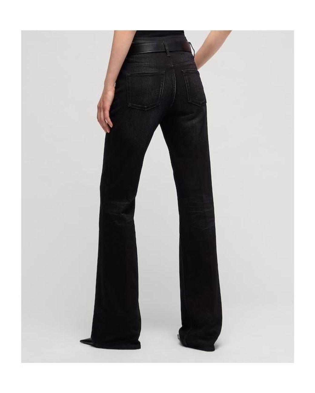 Gucci Black Flared Stretch Cotton Denim Pants