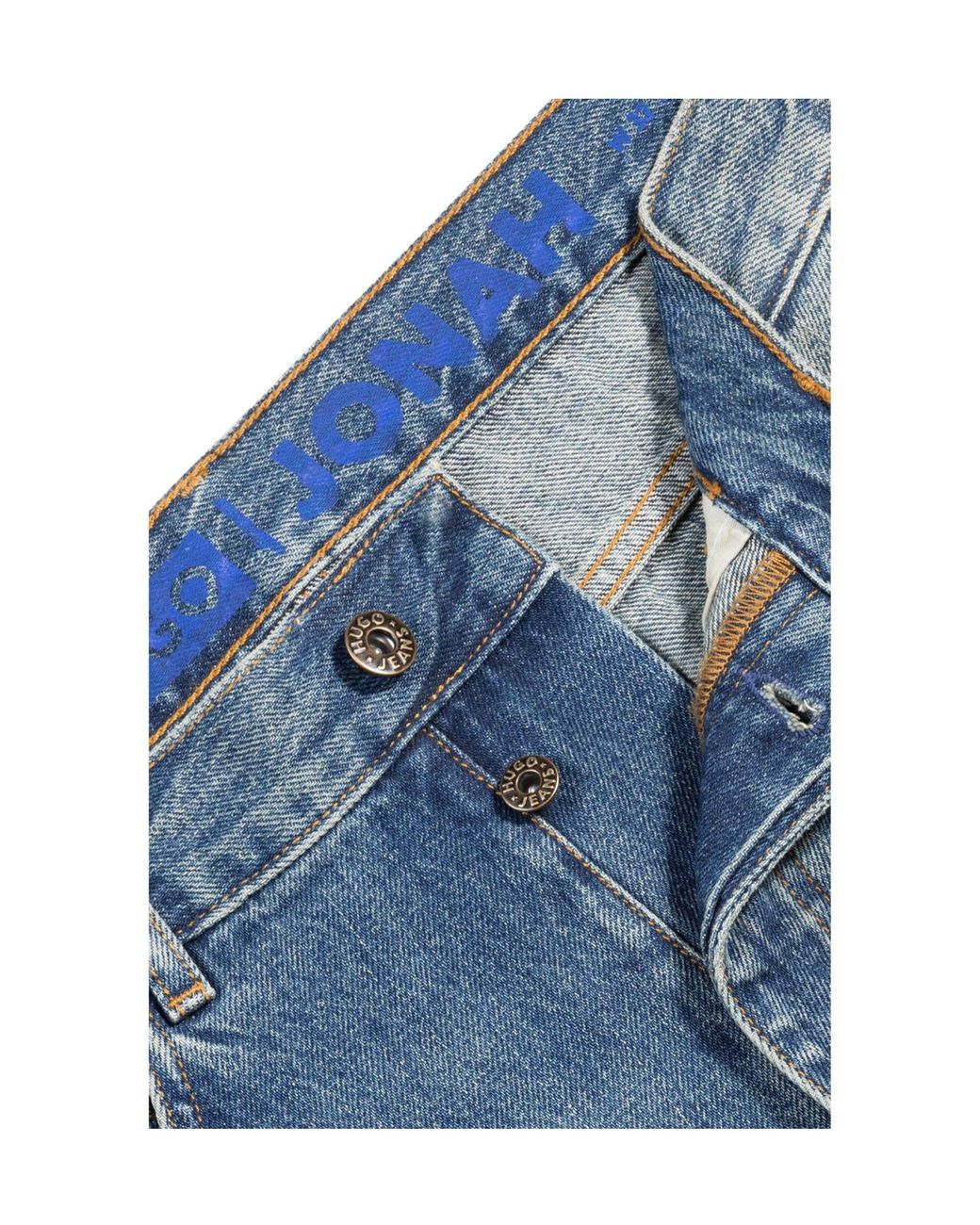 Boss Blue Washed Tapered Jeans for men