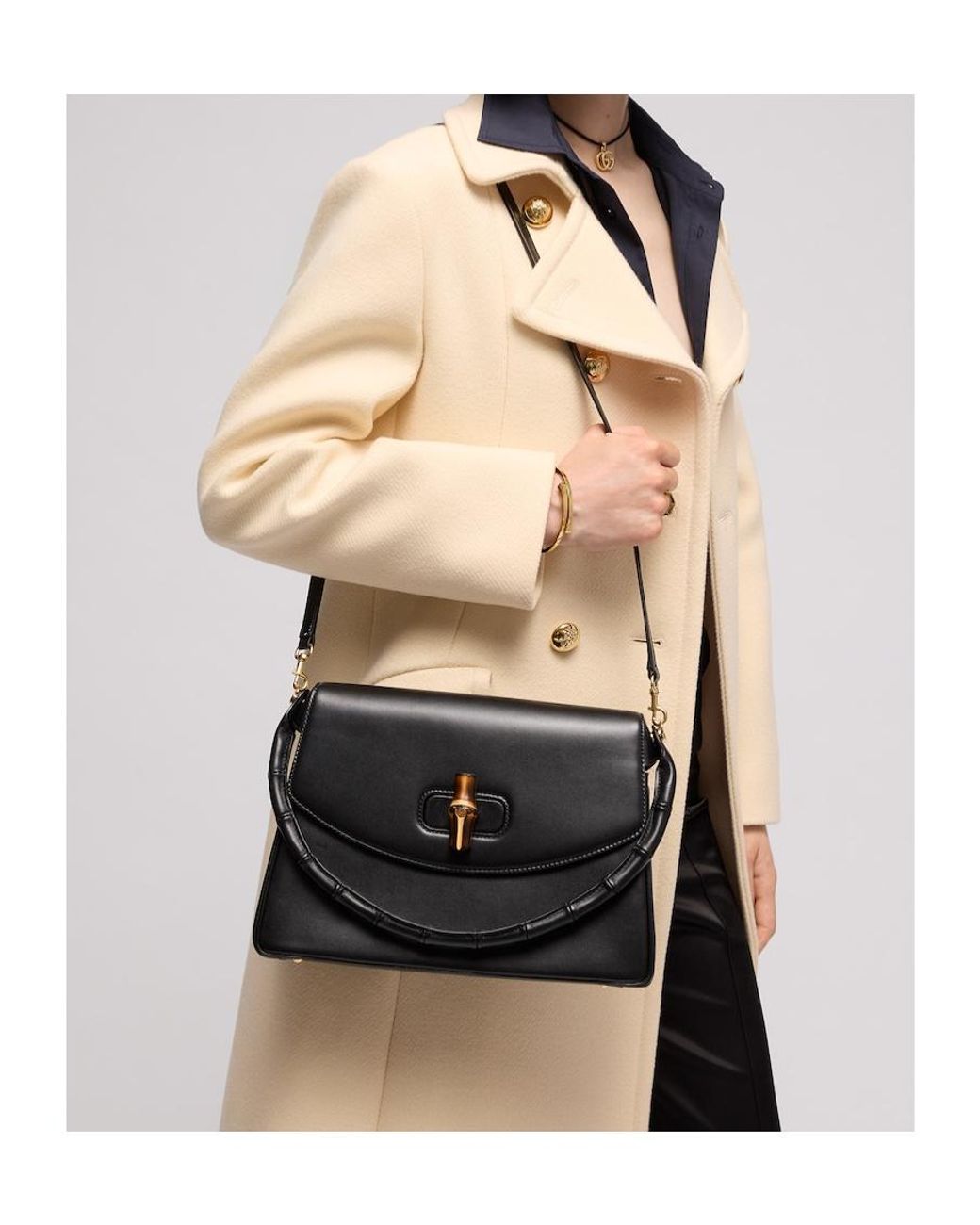 Gucci Black Bamboo Vendetta Medium Top Handle Bag