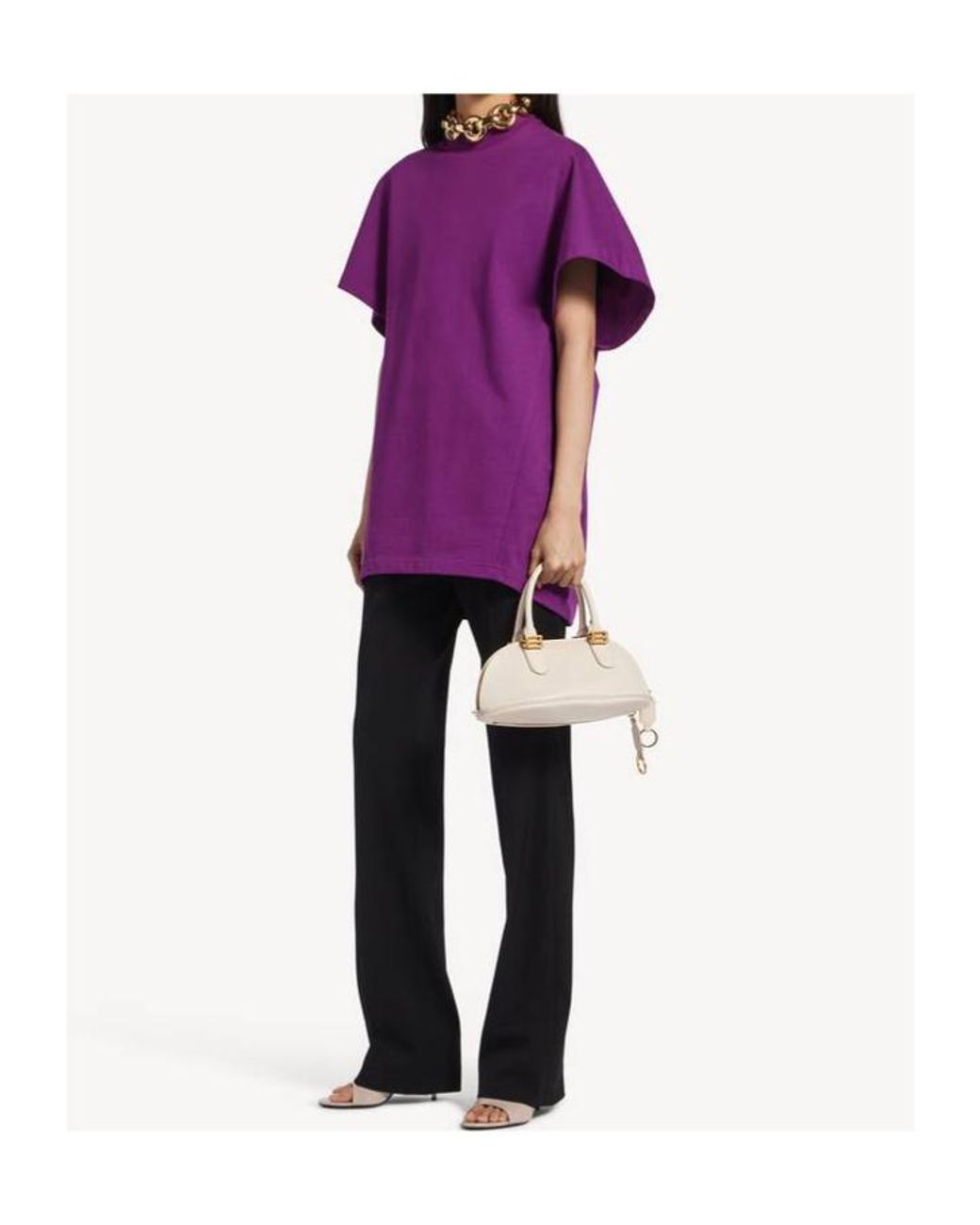 Balenciaga Purple Oversized Mock-Neck T-Shirt
