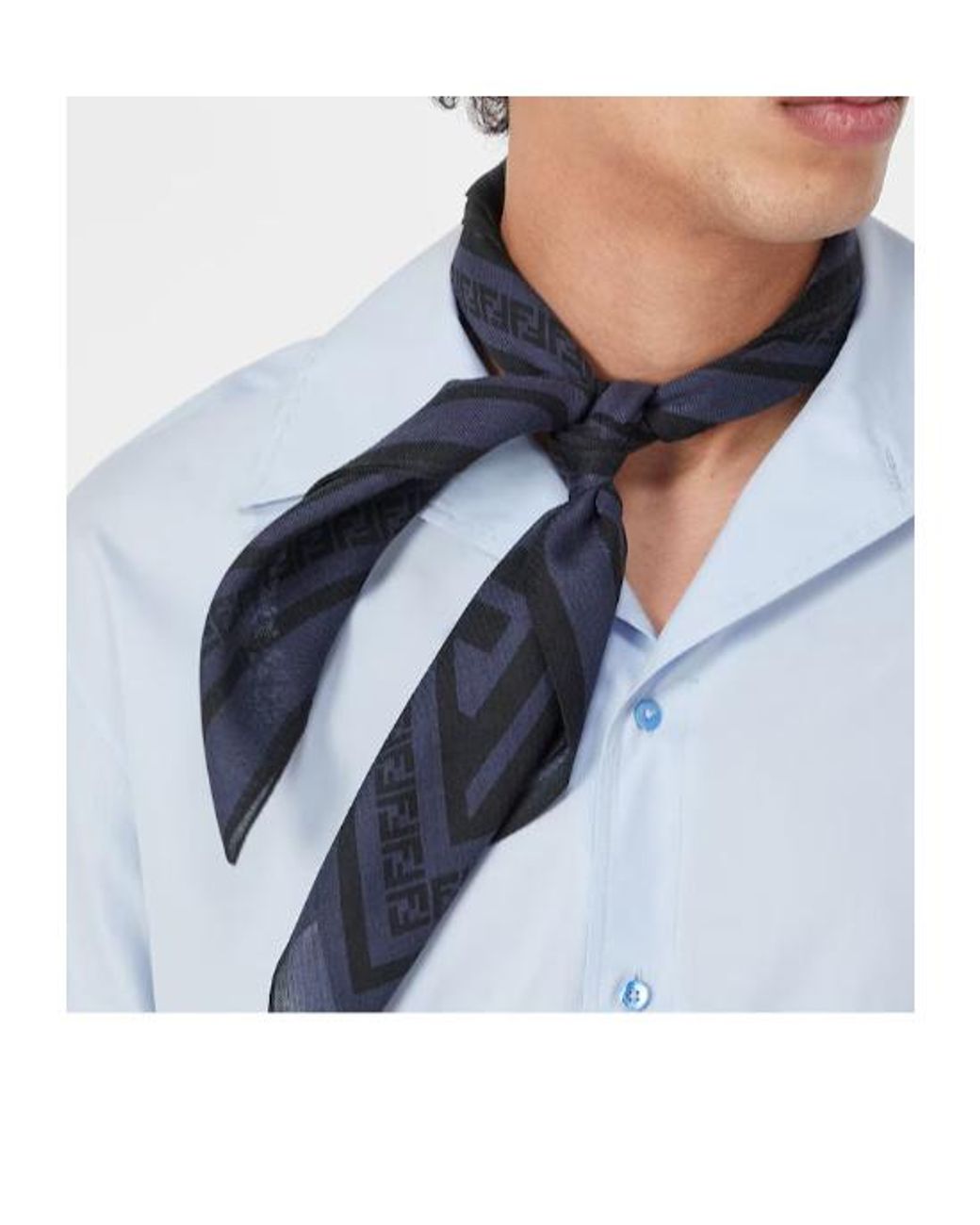 Fendi Blue Ff Printed Square Bandana for men