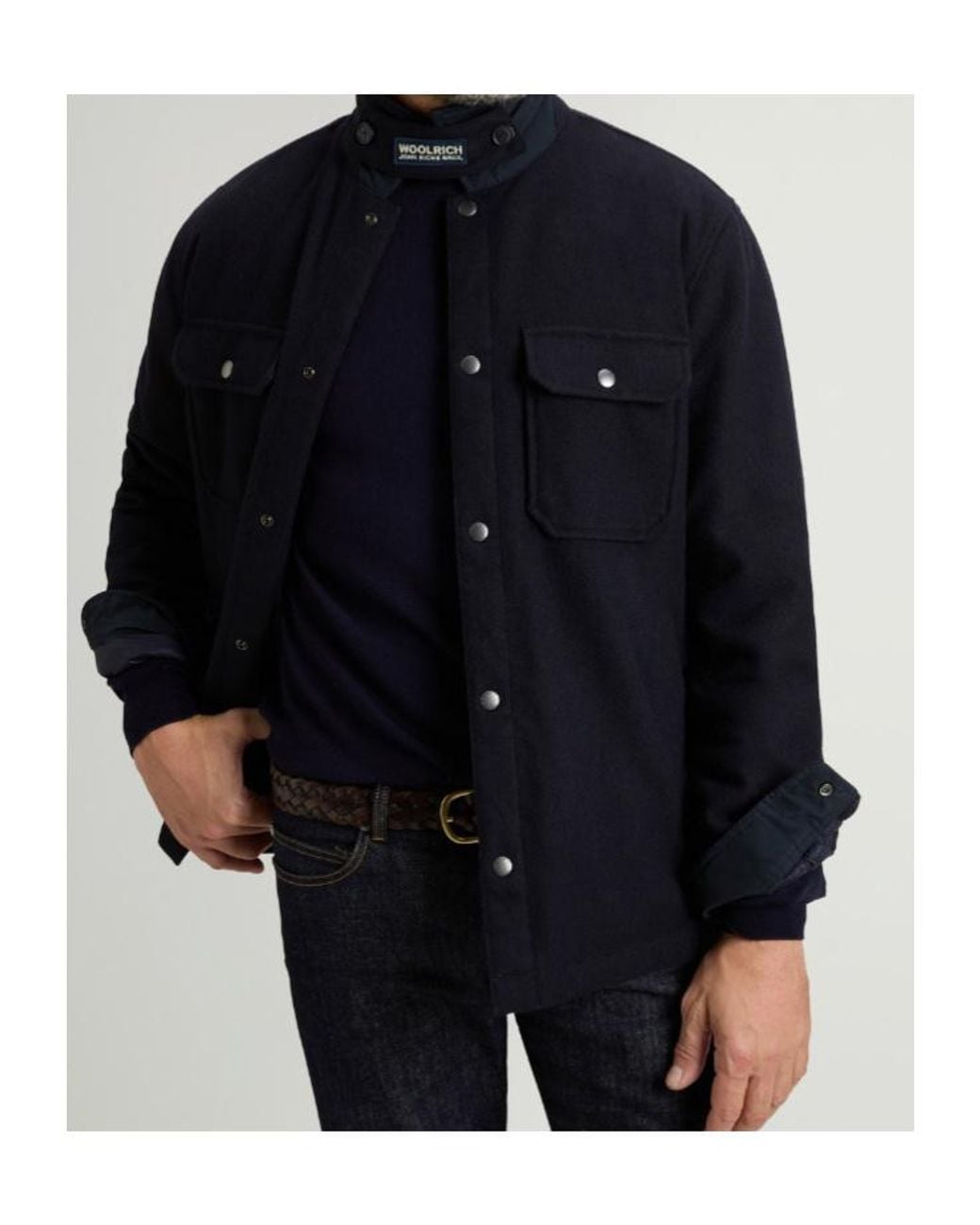 Woolrich Blue Padded Alaskan Overshirt for men