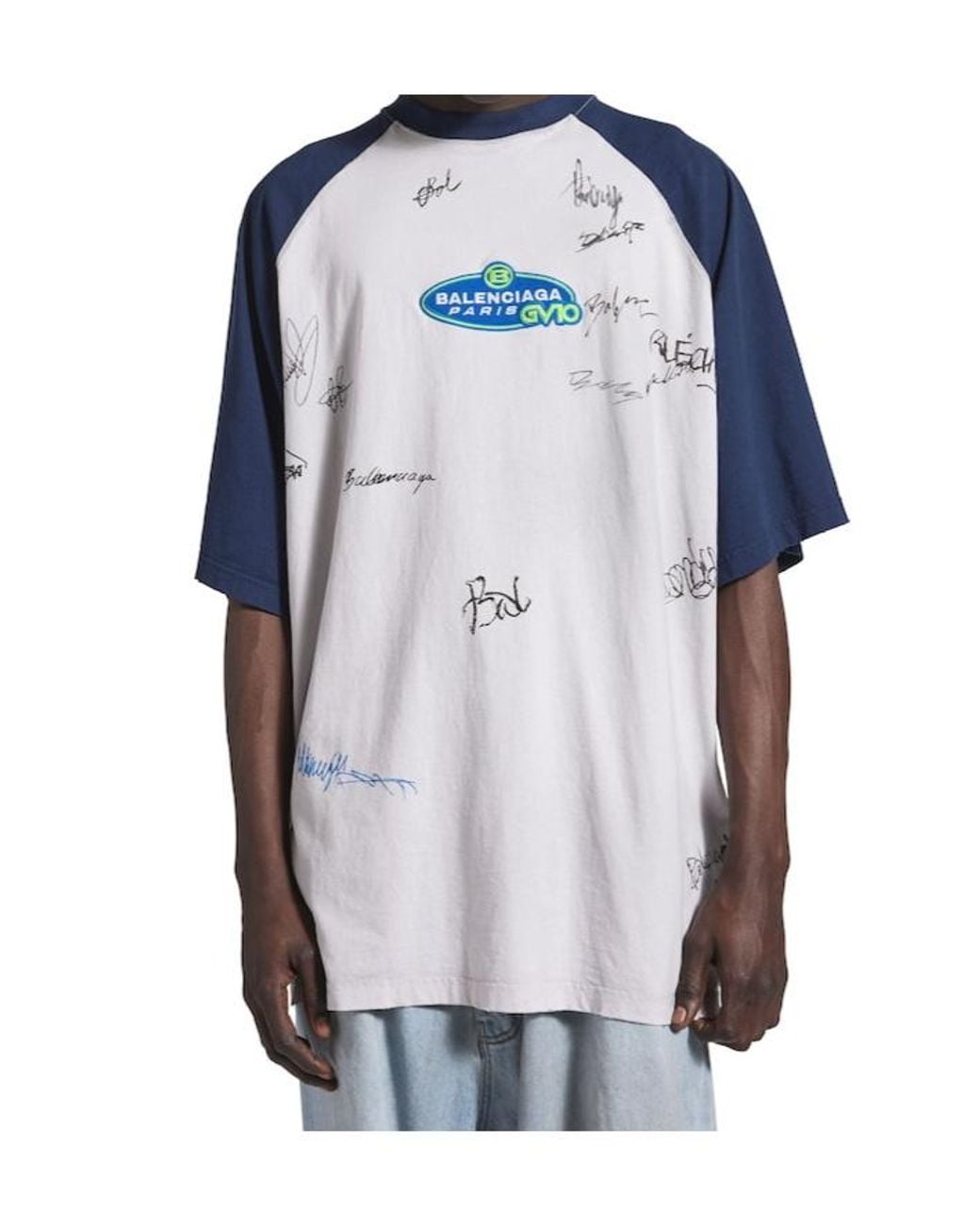 Balenciaga Blue Banana Raglan Oversized T-Shirt for men