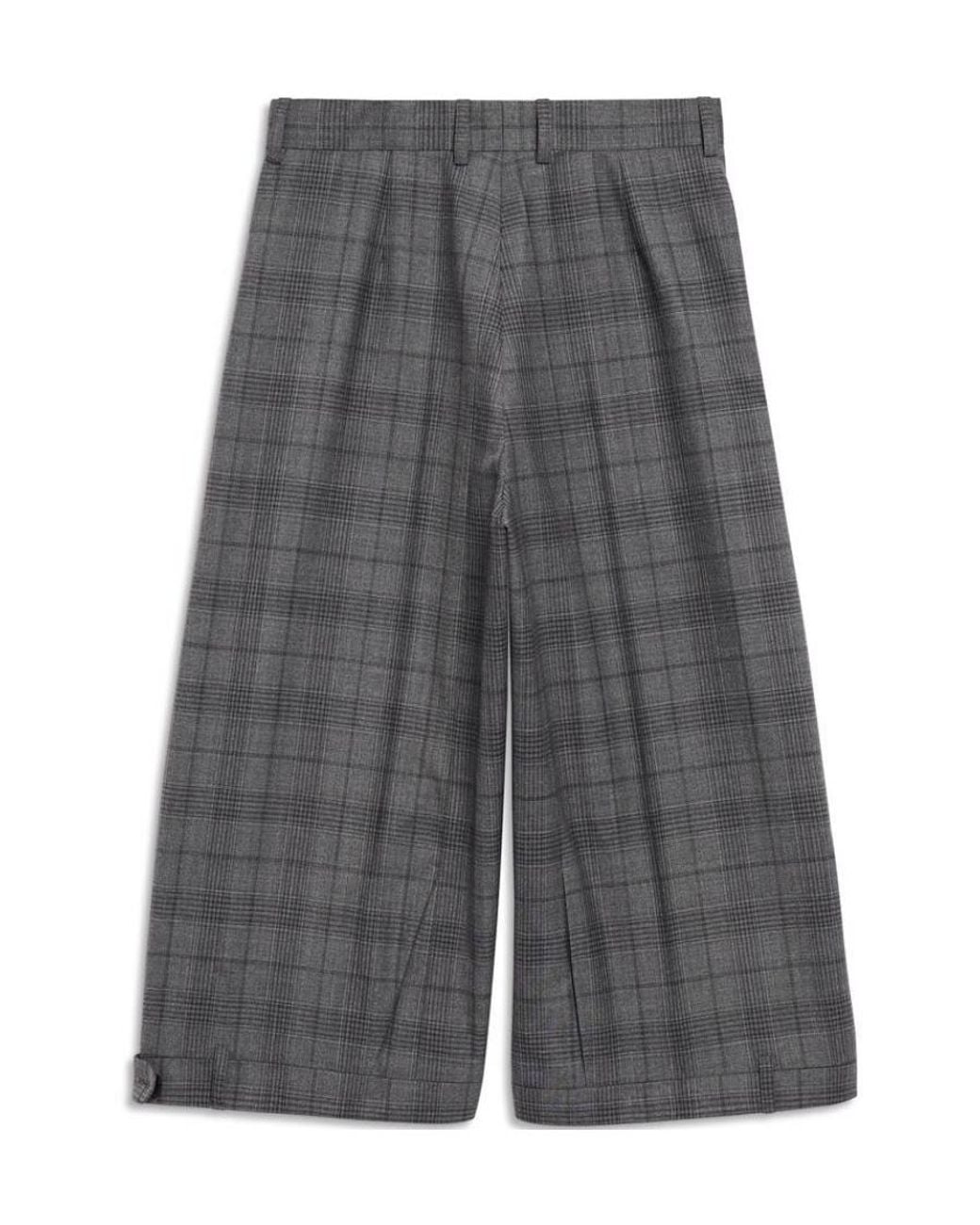 Balenciaga Gray Checked Deconstructed Long Shorts