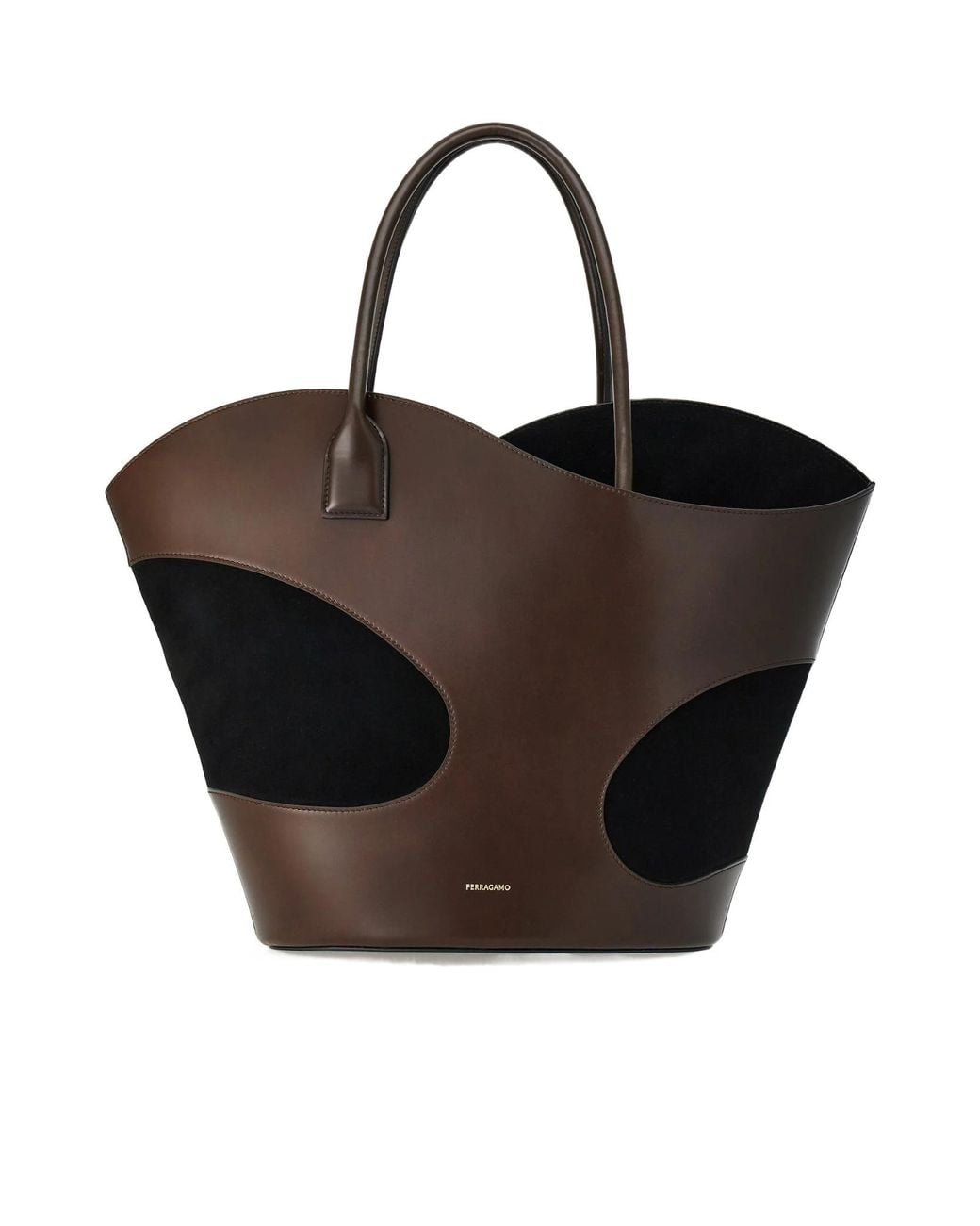 Ferragamo Black Hollowed-Out Logo Handbag