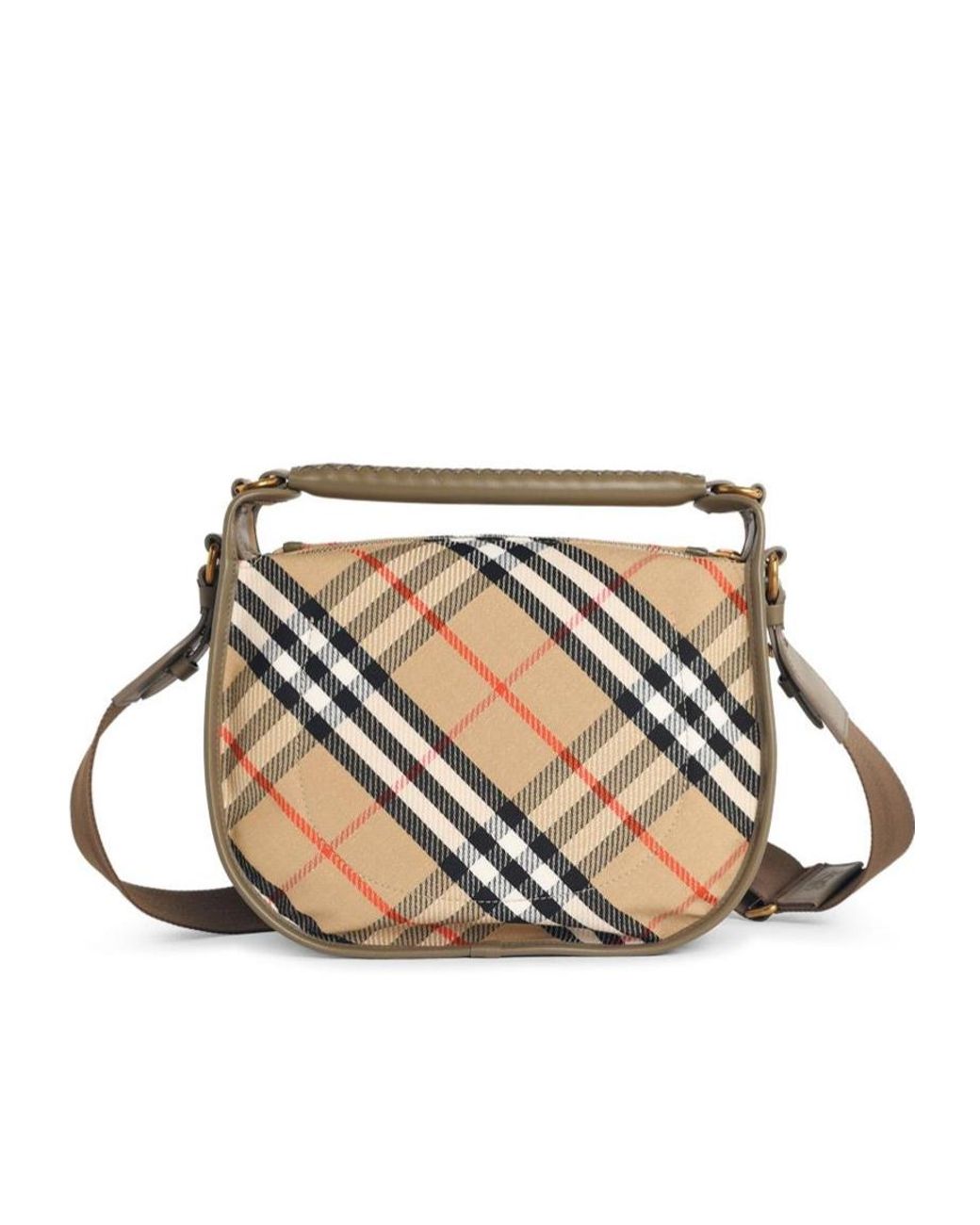 Burberry Natural Small B Clip Checked Tote Bag
