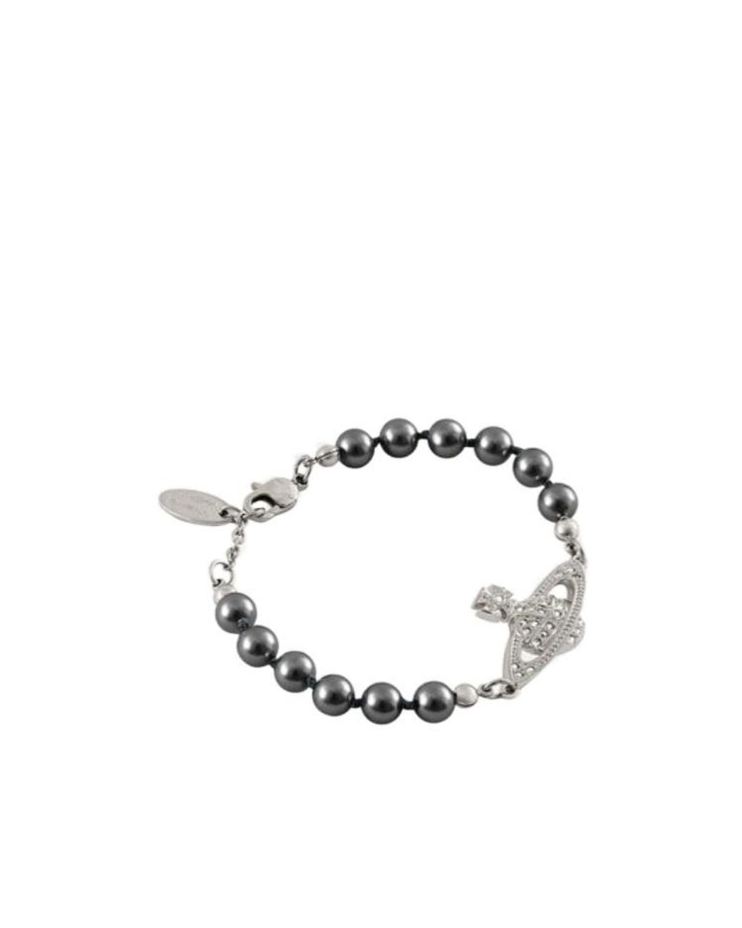 Vivienne Westwood Metallic Mini Bas Relief Pearl Bracelet
