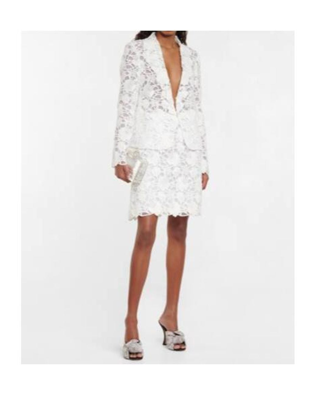 Giambattista Valli White Broderie Anglaise Cotton-Blend Miniskirt