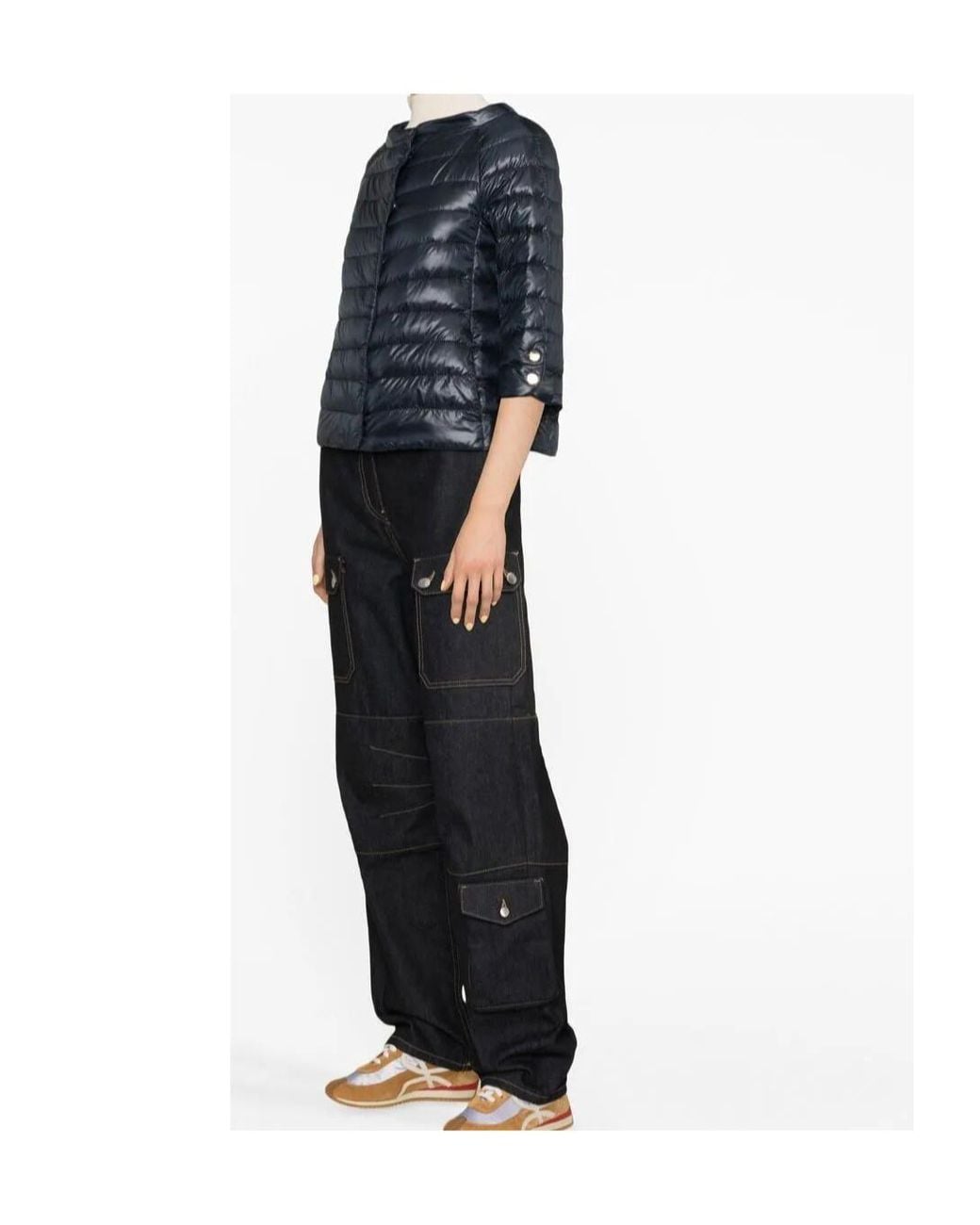 Herno Black Collarless Quilted Jacket