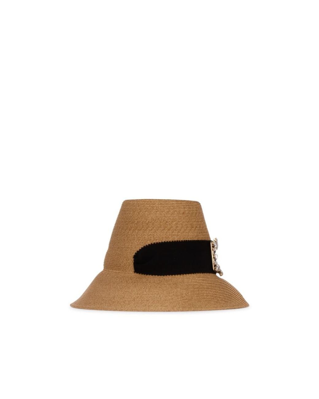Roger Vivier Natural Crystal Buckle Straw Hat