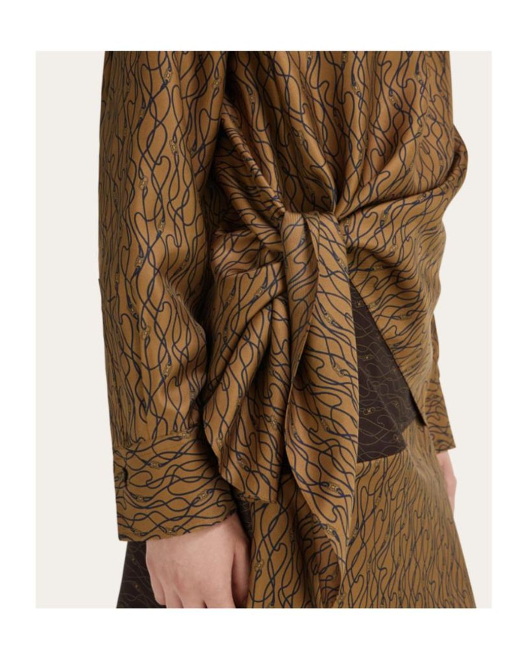 Ferragamo Brown Silk Shirt With Side Knot