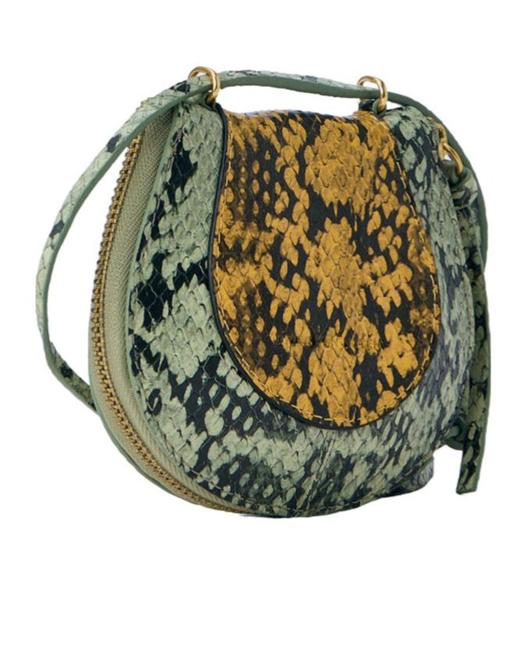 Dries Van Noten Green Embossed Leather Crossbody Bag