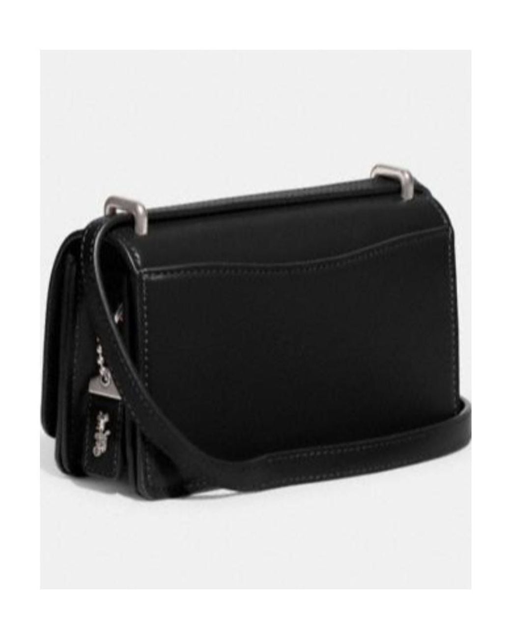 COACH Luxe Refined Calf Leather Bandit Crossbody Black One Size