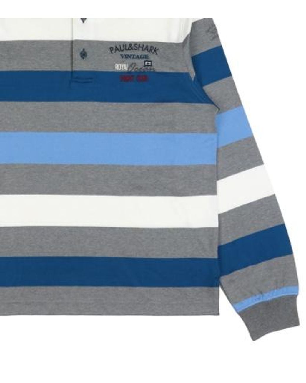 Paul & Shark Blue Striped Long-Sleeve Polo Shirt for men