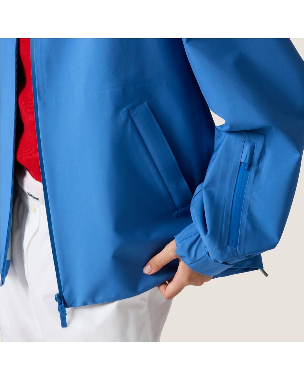 Miu Miu Blue Logo-Embroidered Zipped Jacket