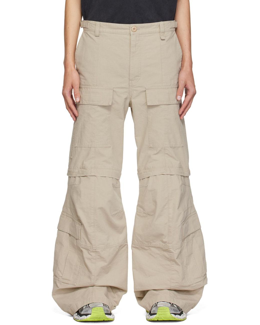 Balenciaga White Flared Cargo Pants for men