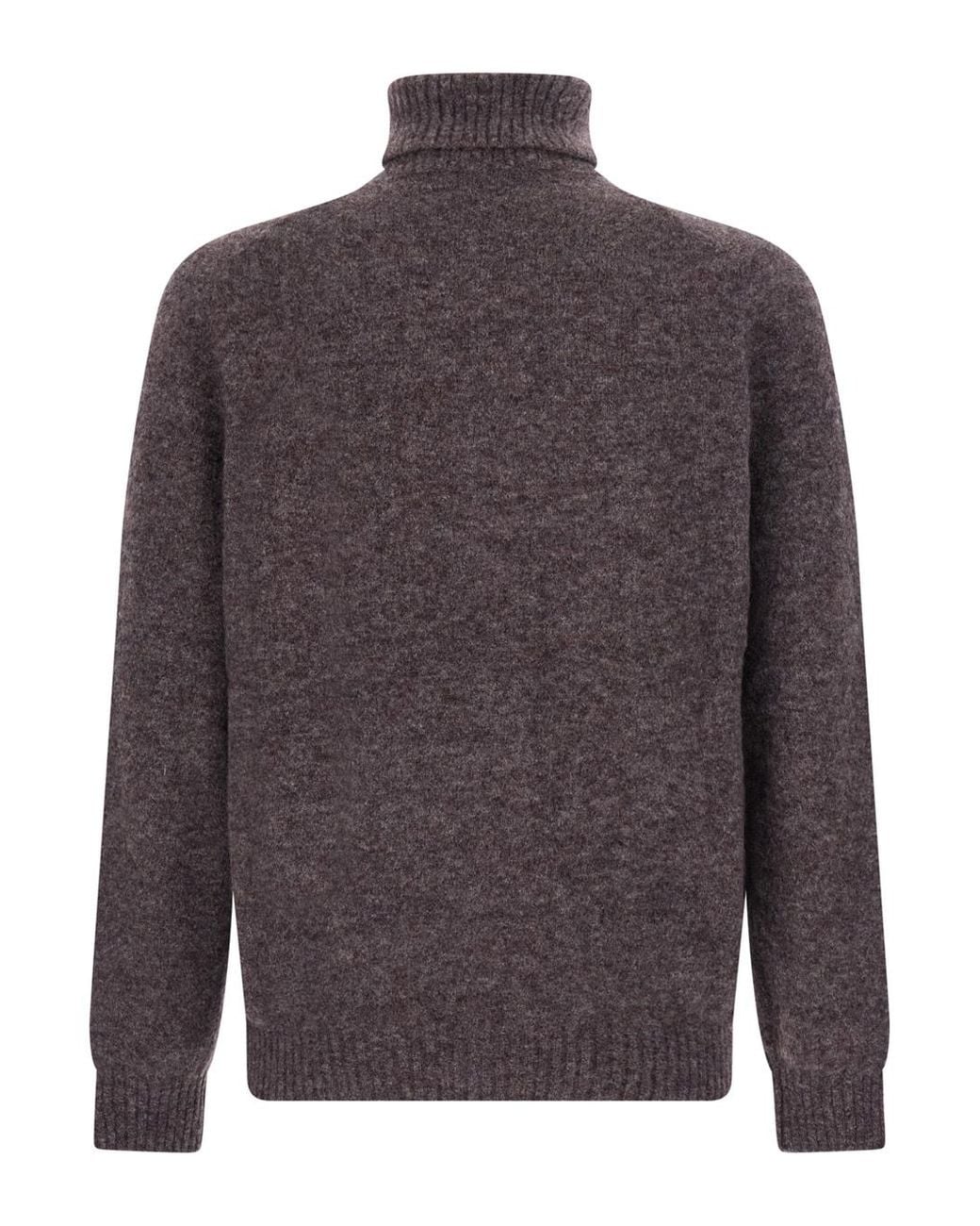 Brunello Cucinelli Gray Roll Neck Ribbed Hem Jumper for men