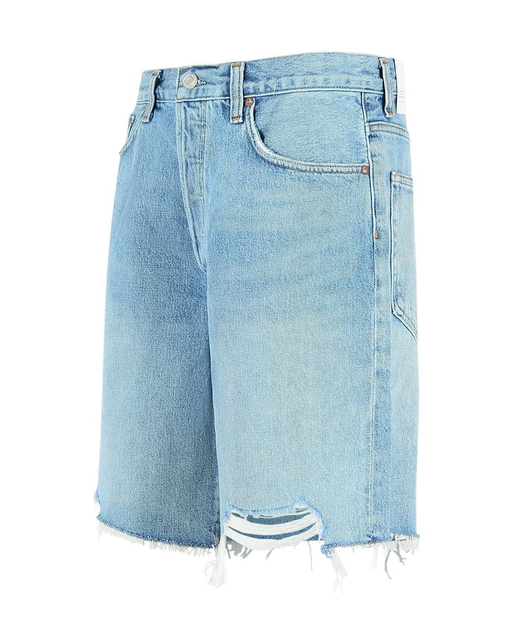 Agolde Blue Indra Distressed Denim Shorts