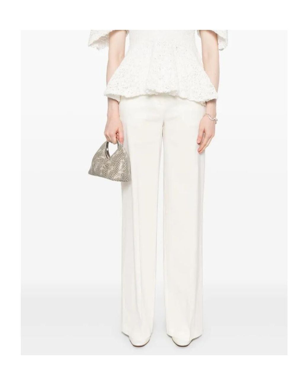 Pinko White Stretch Pleated Trousers