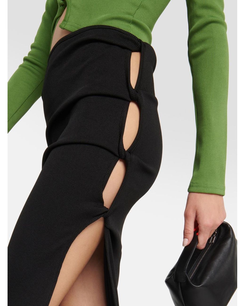 Christopher Esber Black Open Twist Ribbed-Knit Maxi Skirt