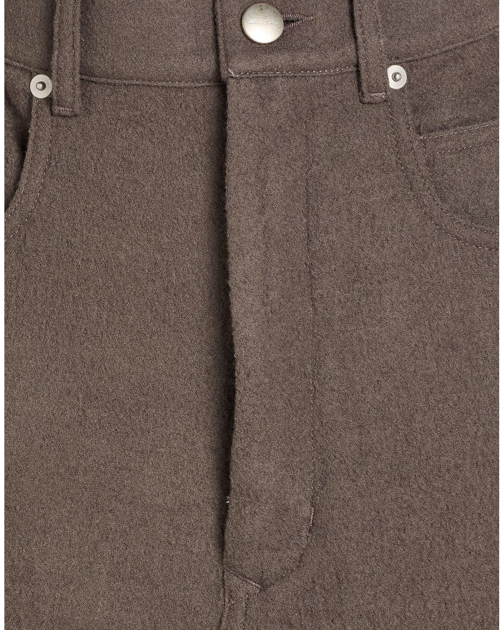 Rick Owens Brown Solid-Color Wool Flare Pants