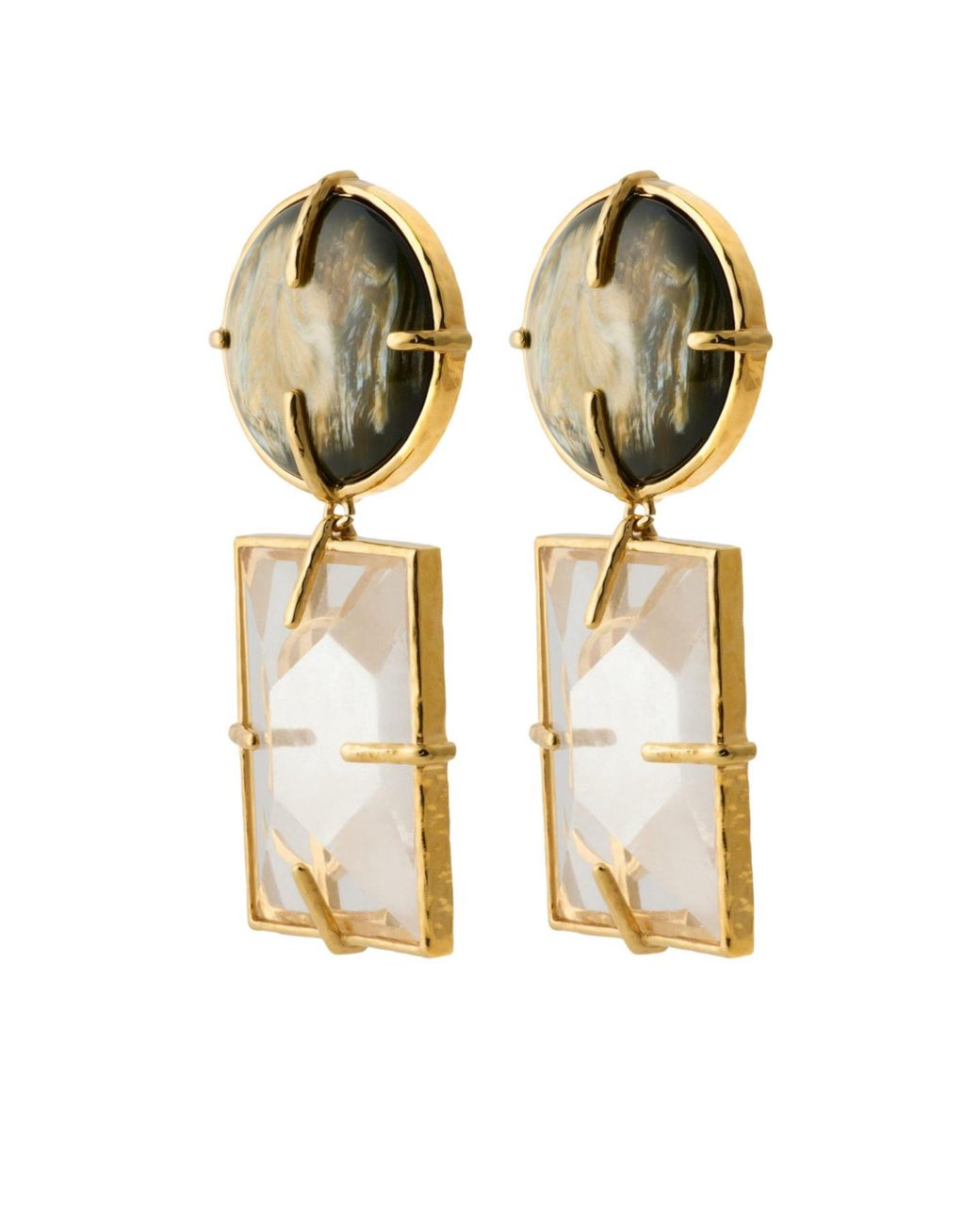 Saint Laurent Metallic Stone Drop Earrings