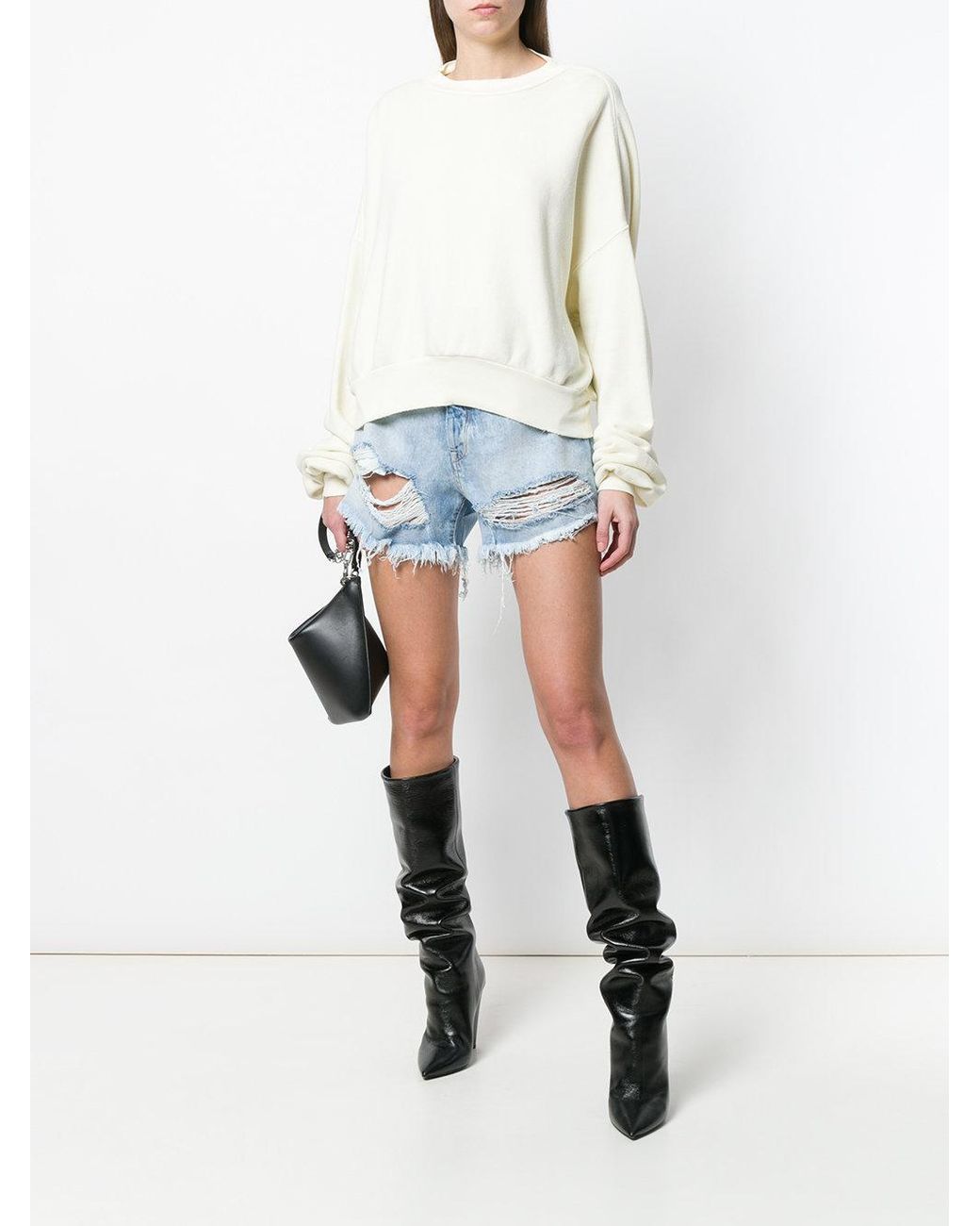 Unravel Project Blue Imitation Old Denim Shorts